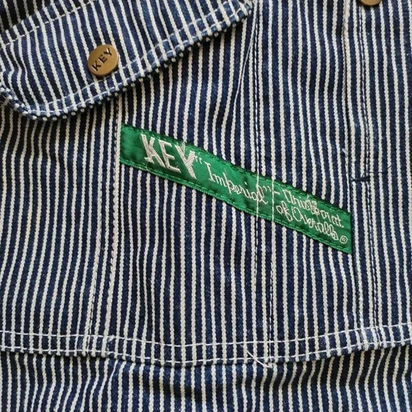 Key Imperial Overalls Men 44x34 Hickory Stripe Denim Bib Work Carpenter Railroad - Picture 3 of 8